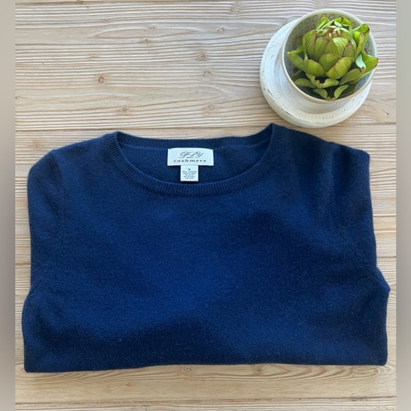 PLY Cashmere Navy Bell Sleeve Sweater | Medium - Picture 1 of 6